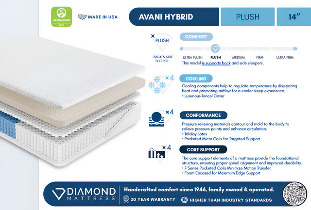 Diamond Mattress Ethos Avani 14" Hybrid Plush Mattress