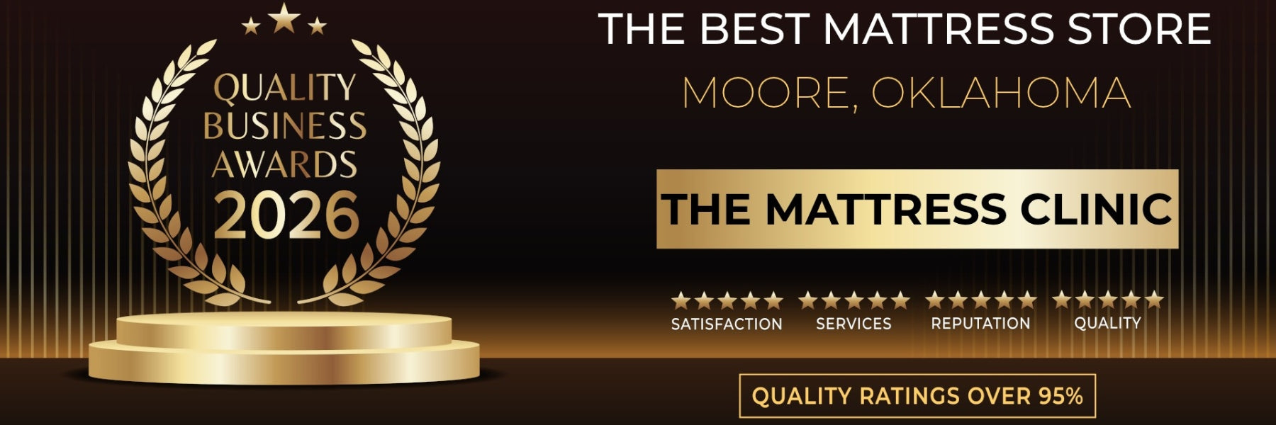 Quality Business Awards 2026 recognizing The Mattress Clinic as best mattress store in Moore, OK