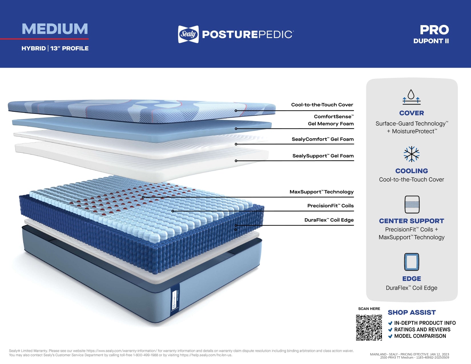 Sealy Posturepedic® Pro Dupont II Medium Hybrid Mattress