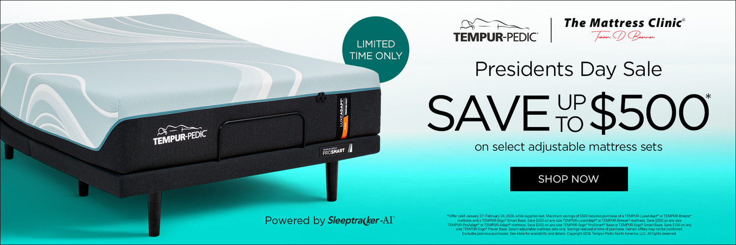 Tempur-Pedic adjustable bed on Presidents Day sale at The Mattress Clinic in Moore OK